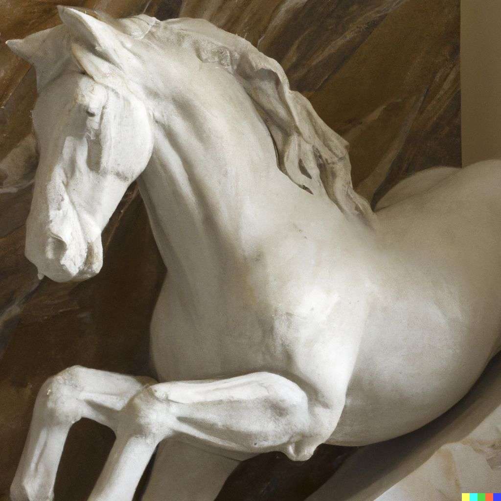 a horse, marble sculpture